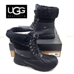 UGG Men's Butte Waterproof Black  Leather Boots